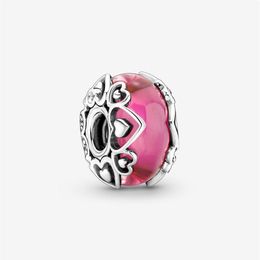 100% 925 prata esterlina revelar seu amor rosa encantos de vidro murano caber original europeu charme pulseira moda feminina casamento enga316y