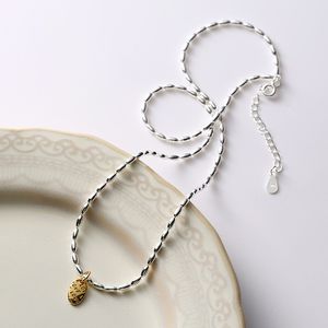 100% Plata de Ley 925, colgante de collar con letras de cuentas de arroz para mujeres y niñas, cadena de clavícula ovalada geométrica, collares de plata brillante