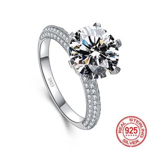 100% 925 Bague en argent sterling 1 5 carats rond CZ diamant bijoux de fiançailles pour les femmes cadeau de mariage241o