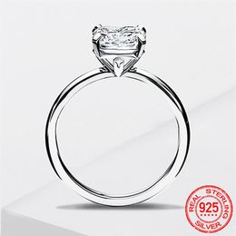 Anello in argento sterling 100% 925 per le donne Gioielli con diamanti zirconi di lusso Solitario Anello di fidanzamento per matrimonio Accessori regalo XR451230z
