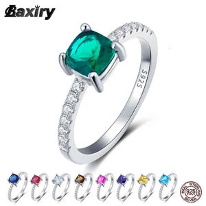 Anillo 100% de plata esterlina 925 con piedra de compromiso de boda para mujer, joyería de diseñador, amatista, rubí, moissanita, azul