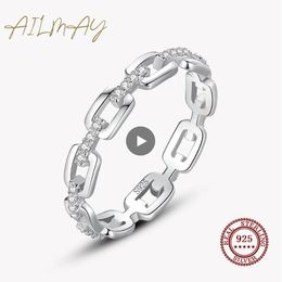 Bagues en argent Sterling 100% 925, Cadena Hueca Simple, breloque empilable, accessoires de fête pour femmes et filles, bijoux