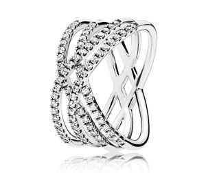 100% 925 Sterling Zilveren Ringen met Cubic Zirkoon Originele Box Pan Cross Ring voor Valentijnsdag European Style Sieraden W181