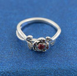 100% 925 Sterling Silver Rose Flower Ring met CZ Stone Fit P Sieraden Betrokkenheid Liefhebbers Fashion Ring890933333