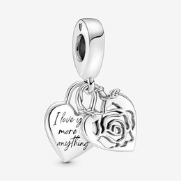 100% 925 Sterling Silver Rose Coeur Cadenas Dangle Charms Fit Original European Charm Bracelet Mode Mariage Fiançailles Bijoux Accessoires