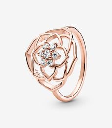 100 925 Sterling Silver Rose Bloemblaadjes Statement Ring voor vrouwen Wedding Engagement Rings Fashion Jewelry4021590