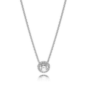 100% 925 sterling zilver ronde hartvormige romantische met heldere CZ eenvoudige ketting voor vrouwen originele mode-sieraden geschenken acht