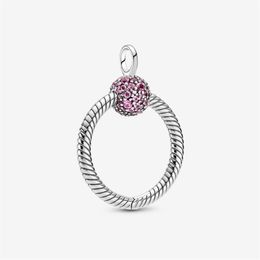 100% Plata de Ley 925 pequeño colgante rosa pavé O colgante de moda para mujer accesorios de joyería de compromiso de boda 1968