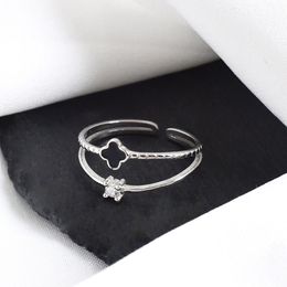 100% 925 sterling zilveren sprankelende zwarte klaver ringen voor mode vrouwen bruiloft verlovings sieraden accessoires cadeau