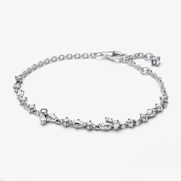 100% 925 Sterling Silver Sparkling Herbarium Cluster Chaîne Bracelet Mode Femmes Mariage Fiançailles Bijoux Accessoires