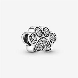 100% 925 Sterling Silver Sparkling Paw Print Charms Fit Original Bracelet à breloques européen Mode Femmes Bijoux de fiançailles de mariage 272C