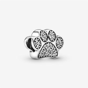 100% 925 Sterling Silver Sparkling Paw Print Charms Fit Original Bracelet à breloques européen Mode Femmes Bijoux de fiançailles de mariage 267o