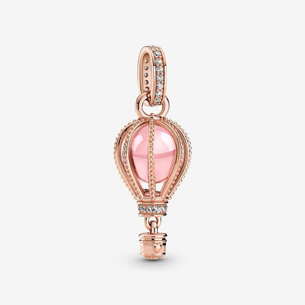 100% 925 Sterling Silver Sparkling Pink Hot-Air Balloon Dangle Charm Fit Pandora Original European Charms Bracelet Mode Mariage Egalement Bijoux Accessoires