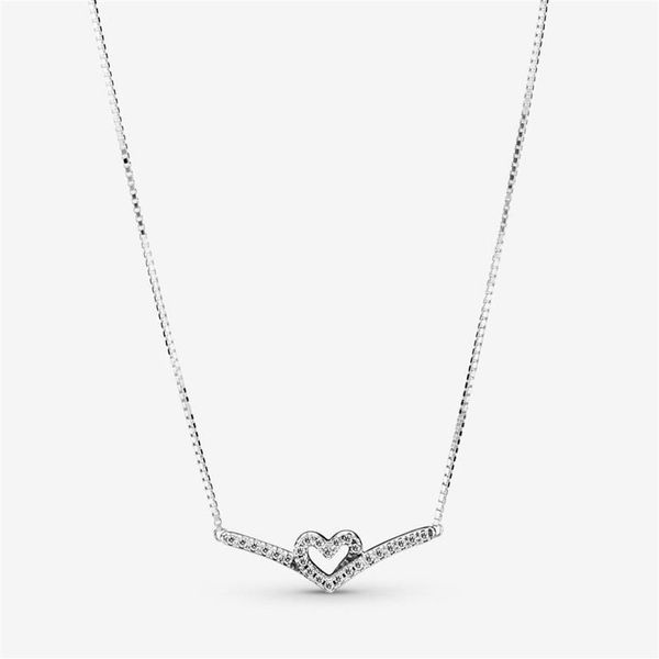 100% Plata de Ley 925, collar brillante con forma de corazón de espoleta, accesorios de joyería de compromiso de boda a la moda para mujer 3282