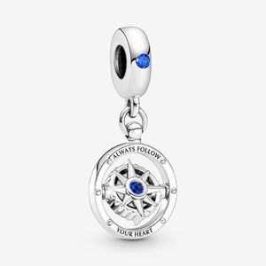 100% 925 Sterling Silver Spinning Compass Dangle Charms Fit Original Bracelet à breloques européen Mode Mariage Fiançailles Bijoux Accessoires