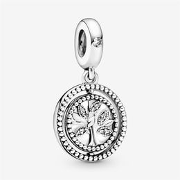 100% 925 Sterling Silver Spinning Arbre généalogique Dangle Charms Fit Original Bracelet à breloques européen Mode Femmes Mariage Fiançailles 252r