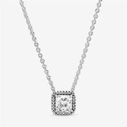 Collier Halo carré scintillant en argent Sterling 100% 925, bijoux de fiançailles et de mariage pour femmes, accessoires à la mode, 3316