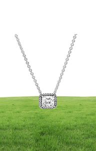 100 925 Sterling Silver Square Sparkle Halo Collar Fashion Women Wedding Jewelry Accessories4089953