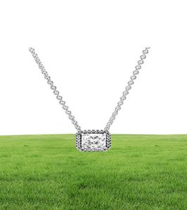 100 925 Sterling Silver Square Sparkle Halo Collar Fashion Women Wedding Jewelry Accessories3311133