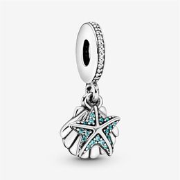 100% 925 Sterling Zilver Zeester en Zeeschelp Dangle Charms Fit Originele Europese Bedelarmband Mode Vrouwen Bruiloft Jewelry228z