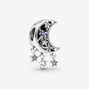 100% 925 Sterling Silver Stars and Crescent Moon Charms Fit Pandora Originele European Charm Armband Mode Vrouwen Bruiloft Engagement Sieraden Accessoires