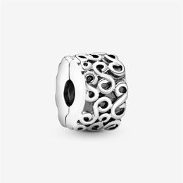 100% 925 Sterling Silver Swirl Clip Charms Fit Original Bracelet à breloques européen Mode Femmes Bijoux de fiançailles de mariage Accessori243P