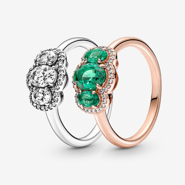 100% 925 Sterling Silver Three Stone Vintage Ring Pour Femmes Anneaux De Mariage De Mode Bijoux De Fiançailles Accessoires