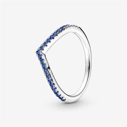 Anillo azul brillante de deseo atemporal de 100% Plata de Ley 925 para mujer, anillos de compromiso de boda, joyería de moda 2270