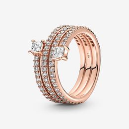100% 925 Sterling Zilver Triple Spiraal Ring Voor Vrouwen Bruiloft Verlovingsringen Mode-sieraden Accessories258f
