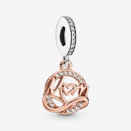 100% 925 Sterling Zilver Two-tone Mom Dangle Charm Fit Originele Europese Charms Armband Mode-sieraden Accessoires