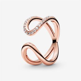 Anillo infinito abierto envuelto en plata de ley 100% 925 para mujer, anillos de boda, accesorios de joyería de compromiso a la moda 229G