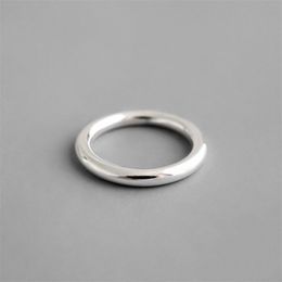 100% 990 Sterling Silver Circle Anneaux Pour Femmes Accessoires De Mariage, Minimalisme Dames Bague De Fiançailles Femme Fine Jewelry 211217