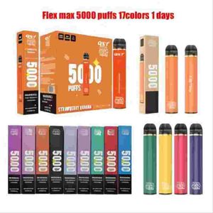 100% cigarettes authentiques rechargeables Puff Flex Pro QSt Pen de vape jetable E Kits de cigarette 2% 5% 5000 Puffes 12 ml