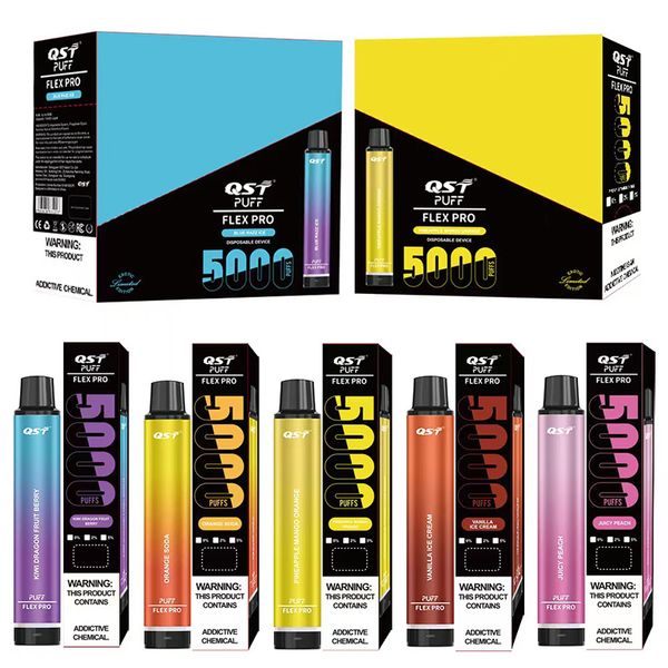 Cigarettes 100% authentiques rechargeables Puff Flex Pro QST stylo vape jetable kits de cigarettes E 0% 2% 5% 5000 bouffées 12ML préremplies 15 couleurs VS Plus MAX DHL gratuit
