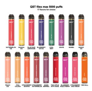 100% authentique QST Filex Max Puff 5000 Dispositif de vape jetable 13 couleurs 1000mAh Batterie 12ml Prix avec code de sécurité Vapes Pen Filex Max 5000 bouffées 5k