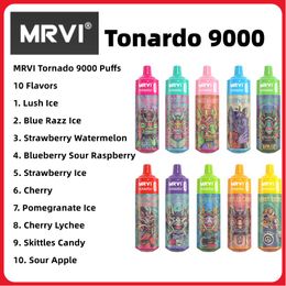 Cigarette électronique Original MRVI Tornado 9000 Puffs Vape jetable avec 18ML Pod prérempli Grande capacité de vapeur 600mAh Batterie rechargeable 2/3/5% Vapes