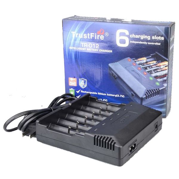 Chargeur de batterie 100% authentique Trustfire TR012 à 6 emplacements pour batteries rechargeables 18650 16450 14500 18350 VS Nitecore I8 DHL Livraison gratuite