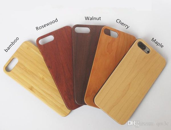 Estuches de madera para Iphone 6 6s 7 más caja de madera cubierta del teléfono Naturaleza Cubiertas de bambú Shell para Samsung Galaxy S5 S6 edge S7