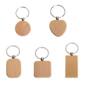 100 Llavero de madera en blanco Diy Llavero de madera Etiqueta para llave Accesorios de madera antipérdida Regalo (mezclado) H0915