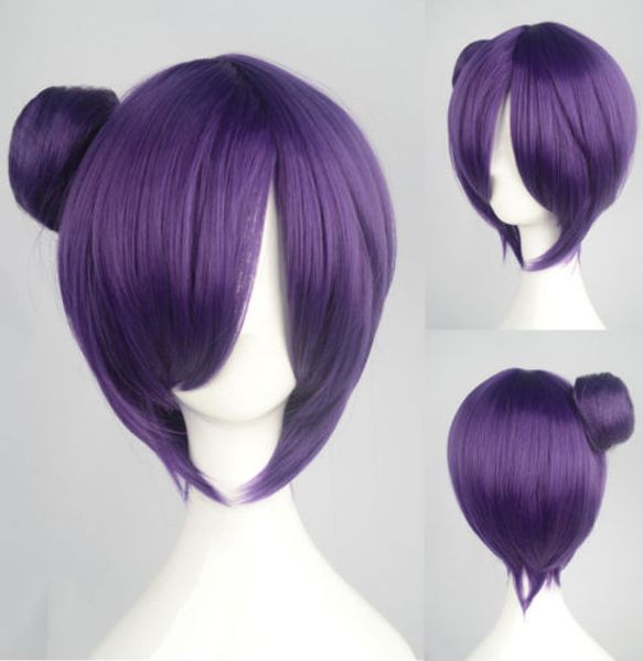 100% nuevo nuevo cuadro de moda de alta calidad Wigshot de encaje completo Konan Anime Cosplay Peluca de cosplay Short Straight Dark Purple