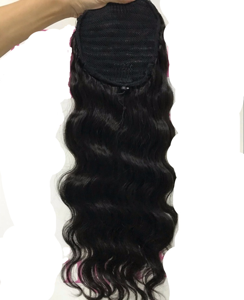 100% Brazilian Clip In Human Ponytail Hair Extensions Body Wave Drawstring ponytail Hairpieces Cuticle Aligned Hair Wavy ponytails 140g