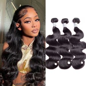 11A Paquetes de cabello humano virgen Onda del cuerpo Extensiones de cabello brasileño Remy Teje la cabeza completa para mujeres negras Un donante Greatremy 12-40 pulgadas