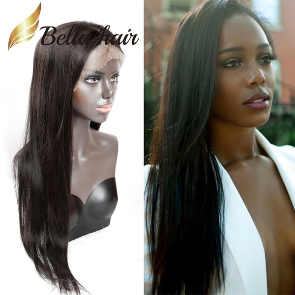 Venta Pelucas llenas del cordón de la calidad sin cola del cabello humano brasileño recto para las mujeres negras Peluca de pelo largo del cordón del frente del color natural de 10-24 pulgadas 130% 150% 180% Proveedor de cabello Bella