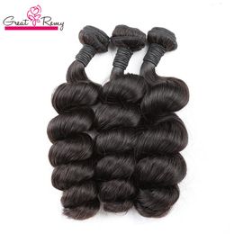 Greatremy Losse Wave Haar Bundels Braziliaanse Virgin Hairextensions HumanHair Inslag 8-30 inch Natuurlijke Kleur Topkwaliteit