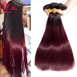 # 1B / 99J 100% Brésilien Vierge Cheveux Raides Bundles Vin Rouge Armure Extensions de Cheveux 1B 99j Ombre couleur