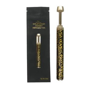 100% California Honey Wegwerp Vape Pen Lege E-sigaretten 1 ml Goud Keramische Spoel Verstuivers 400 mAh Oplaadbare Batterij Ecig Dikke oliepatronen Pakket taart