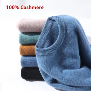 Suéter de cachemira de 100% para Hombre, Jersey de otoño e invierno, Jersey suave y cálido para Hombre, suéteres de punto para Hombre 240115