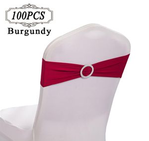 100 ceintures de chaise en spandex, nœuds de mariage, bandes de ceinture de chaise en Lycra extensible, bande de couverture de chaise avec anneau en diamant pour fête, événement 6515598