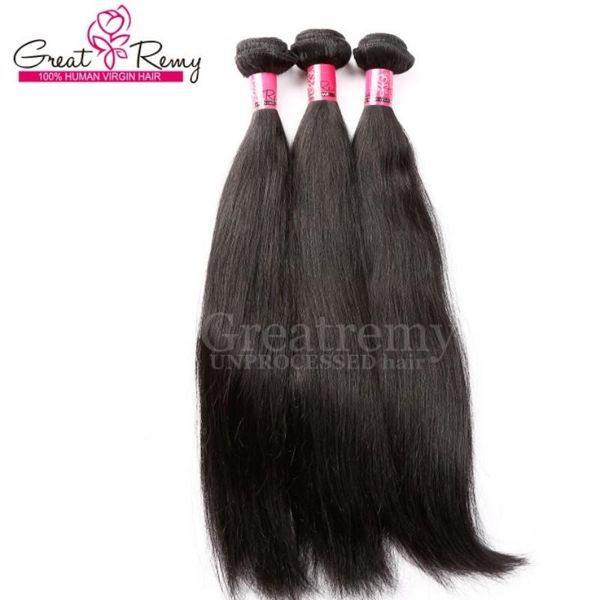 100 extensión de cabello chino 3 unids / lote extensiones de cabello humano remy sedoso recto Greatremy envío de la gota color natural productos para el cabello de la reina