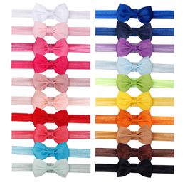 Meisjes hoofdstukken 100 kleurrijke kinderen kleine stropdas diy grosgrain lint boog elastische haarbanden solide hoofdband meisjes accessoires